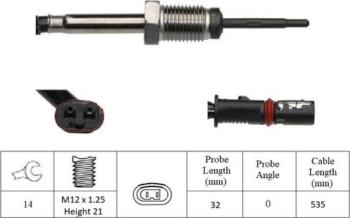 LUCAS LGS7219 - Senzor, temperatura Ispušnih plinova www.molydon.hr