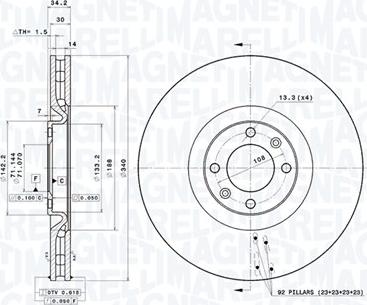 Magneti Marelli 360406113901 - Kočioni disk www.molydon.hr