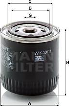 Mann-Filter W 920/11 - Filter za ulje www.molydon.hr
