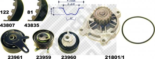 Mapco 41819/1 - Vodena pumpa sa kompletom zupčastog remena www.molydon.hr