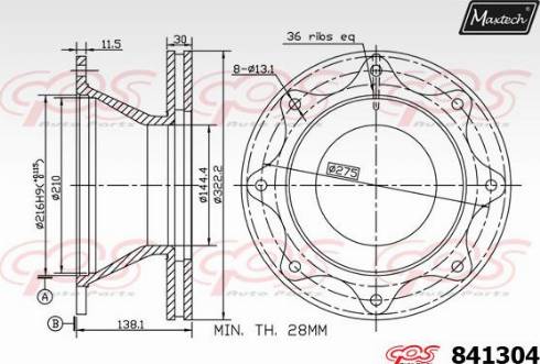 Maxtech 841304.0000 - Kočioni disk www.molydon.hr