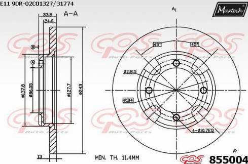 Maxtech 855004.0000 - Kočioni disk www.molydon.hr