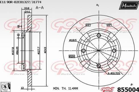 Maxtech 855004.0080 - Kočioni disk www.molydon.hr