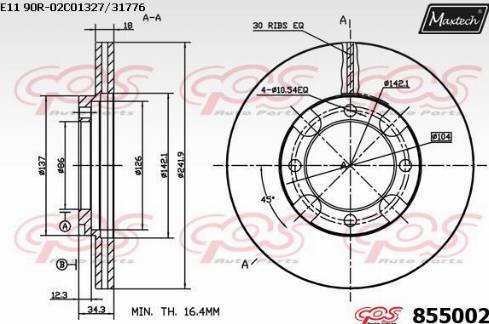 Maxtech 855002.0000 - Kočioni disk www.molydon.hr