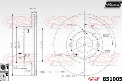 Maxtech 851005.6060 - Kočioni disk www.molydon.hr