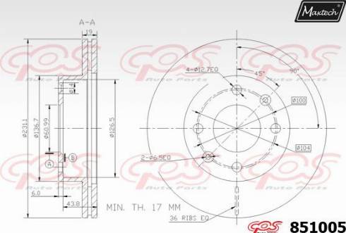 Maxtech 851005.0000 - Kočioni disk www.molydon.hr