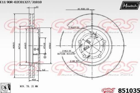 Maxtech 851035.0080 - Kočioni disk www.molydon.hr