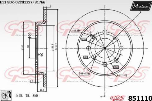 Maxtech 851110.0080 - Kočioni disk www.molydon.hr