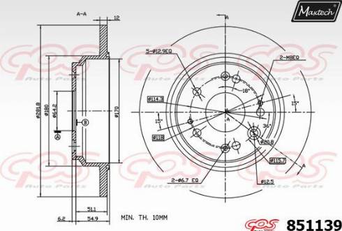 Maxtech 851139.0000 - Kočioni disk www.molydon.hr