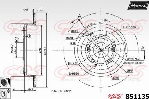 Maxtech 851135.6060 - Kočioni disk www.molydon.hr