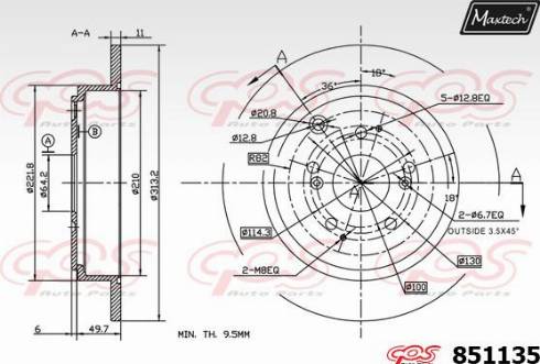 Maxtech 851135.0000 - Kočioni disk www.molydon.hr