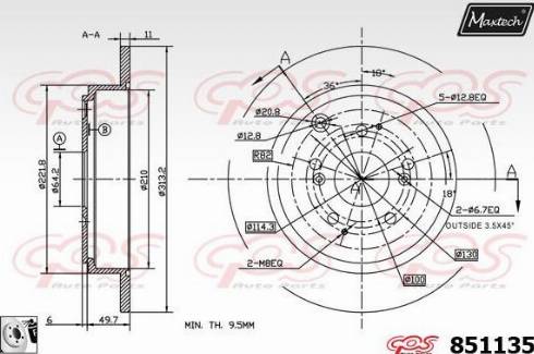 Maxtech 851135.0080 - Kočioni disk www.molydon.hr