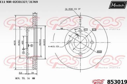 Maxtech 853019.0000 - Kočioni disk www.molydon.hr