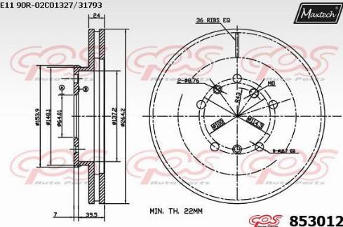 Maxtech 853012.0000 - Kočioni disk www.molydon.hr