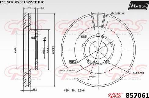 Maxtech 857061.0000 - Kočioni disk www.molydon.hr