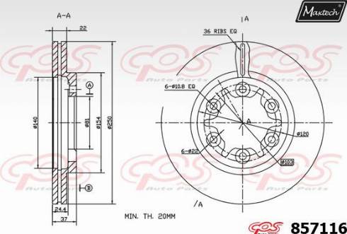 Maxtech 857116.0000 - Kočioni disk www.molydon.hr