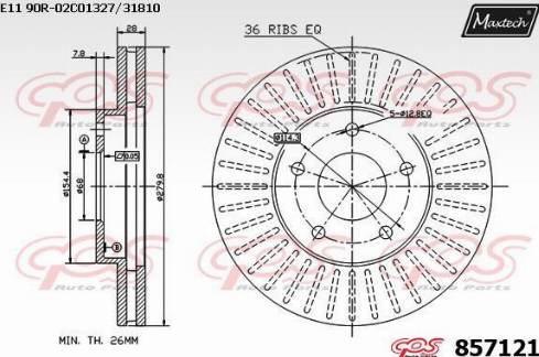 Maxtech 857121.0000 - Kočioni disk www.molydon.hr