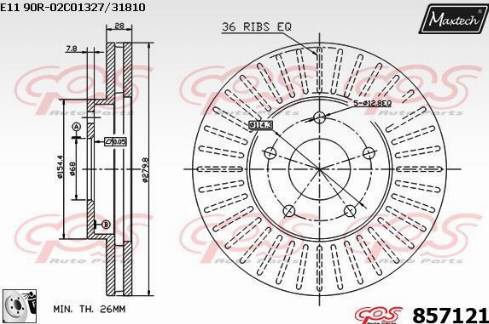 Maxtech 857121.0080 - Kočioni disk www.molydon.hr