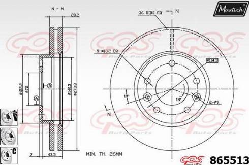 Maxtech 865513.6880 - Kočioni disk www.molydon.hr