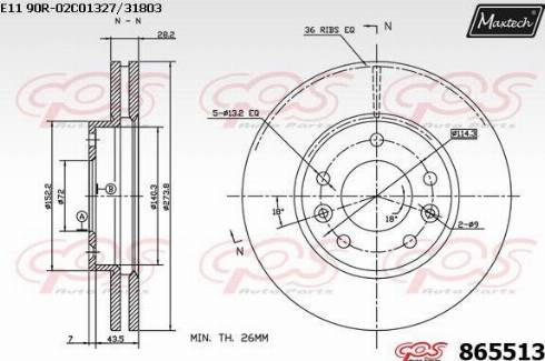 Maxtech 865513.0000 - Kočioni disk www.molydon.hr