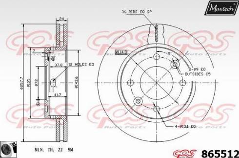 Maxtech 865512.0060 - Kočioni disk www.molydon.hr