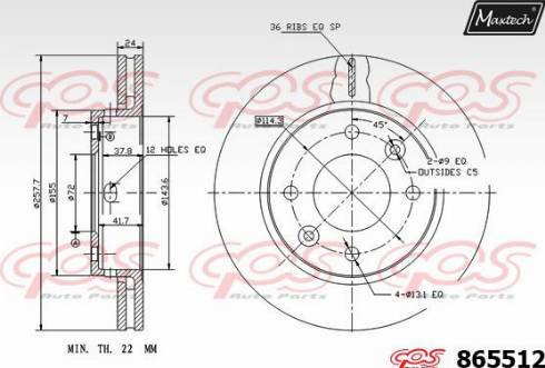 Maxtech 865512.0000 - Kočioni disk www.molydon.hr