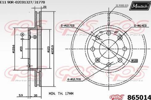 Maxtech 865014.0000 - Kočioni disk www.molydon.hr