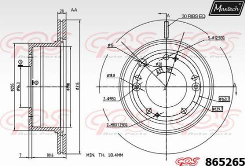 Maxtech 865265.0000 - Kočioni disk www.molydon.hr