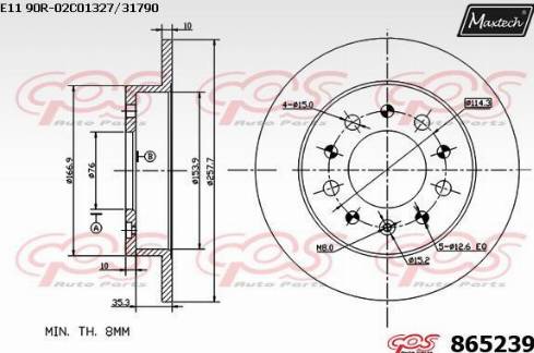 Maxtech 865239.0000 - Kočioni disk www.molydon.hr