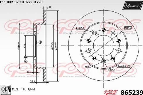 Maxtech 865239.0080 - Kočioni disk www.molydon.hr