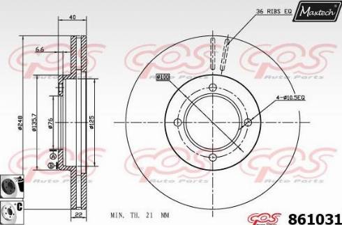 Maxtech 861031.6060 - Kočioni disk www.molydon.hr