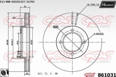 Maxtech 861031.0060 - Kočioni disk www.molydon.hr