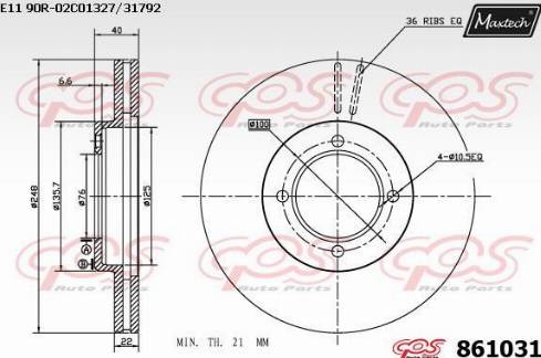 Maxtech 861031.0000 - Kočioni disk www.molydon.hr