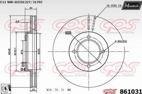 Maxtech 861031.0080 - Kočioni disk www.molydon.hr