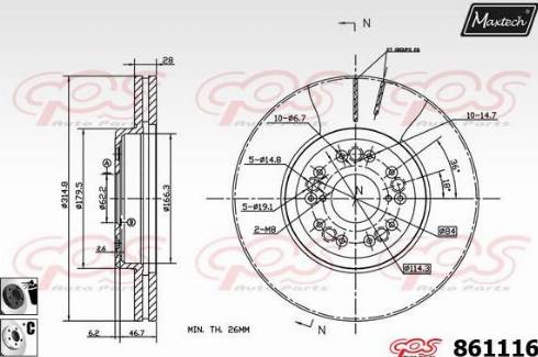 Maxtech 861116.6060 - Kočioni disk www.molydon.hr