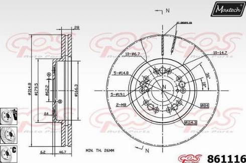 Maxtech 861116.6980 - Kočioni disk www.molydon.hr