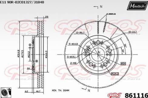 Maxtech 861116.0060 - Kočioni disk www.molydon.hr