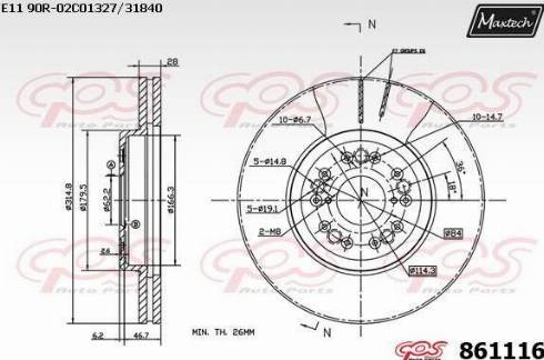 Maxtech 861116.0000 - Kočioni disk www.molydon.hr