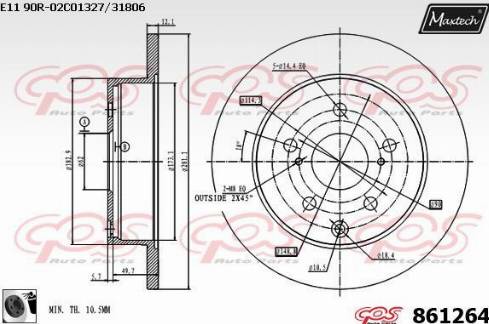 Maxtech 861264.0060 - Kočioni disk www.molydon.hr