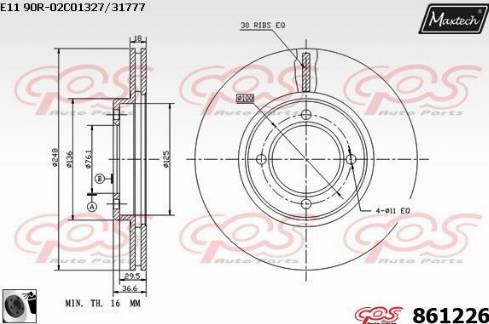 Maxtech 861226.0060 - Kočioni disk www.molydon.hr