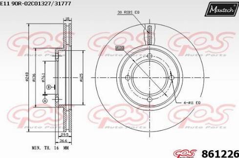 Maxtech 861226.0000 - Kočioni disk www.molydon.hr