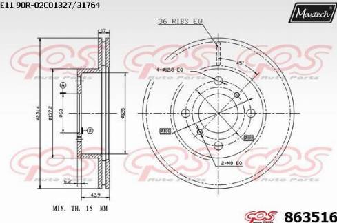 Maxtech 863516.0000 - Kočioni disk www.molydon.hr