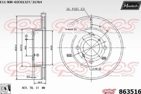 Maxtech 863516.0080 - Kočioni disk www.molydon.hr