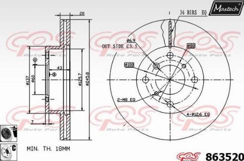 Maxtech 863520.6060 - Kočioni disk www.molydon.hr