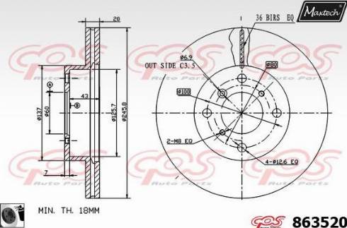 Maxtech 863520.0060 - Kočioni disk www.molydon.hr