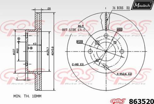 Maxtech 863520.0000 - Kočioni disk www.molydon.hr