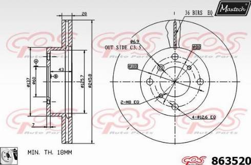 Maxtech 863520.0080 - Kočioni disk www.molydon.hr