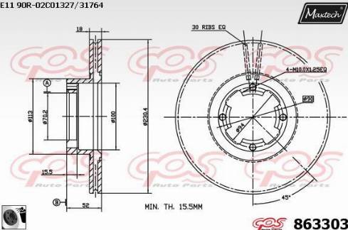 Maxtech 863303.0060 - Kočioni disk www.molydon.hr