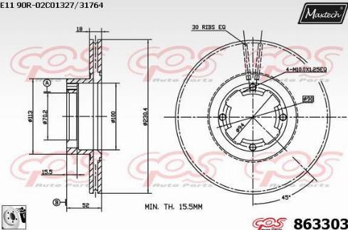 Maxtech 863303.0080 - Kočioni disk www.molydon.hr