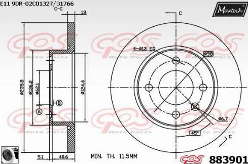 Maxtech 883901.0060 - Kočioni disk www.molydon.hr